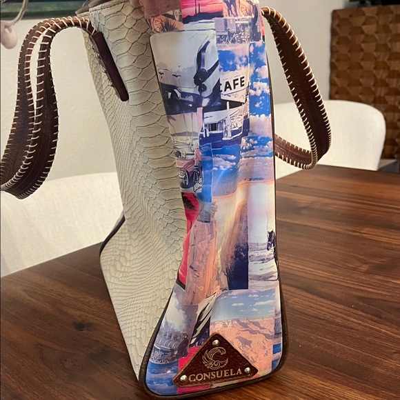 Consuela Cream and Brown Tote Bag - Picture 4 of 8